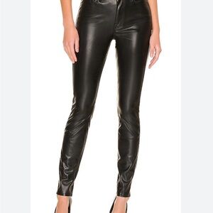 7 For All Mankind Faux Leather Black Skinny Pants